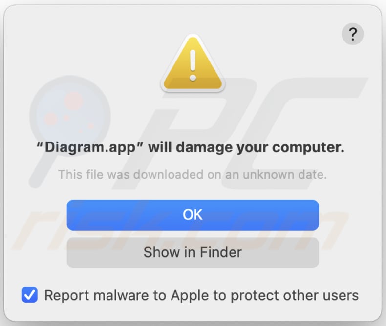 Diagram.app adware pop-up aviso