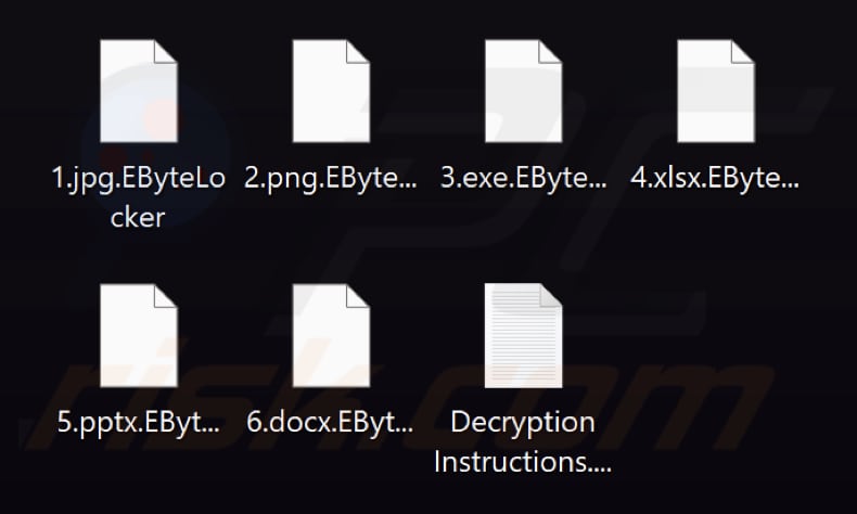 Ficheiros encriptados pelo ransomware EByte Locker (extensão .EByteLocker)