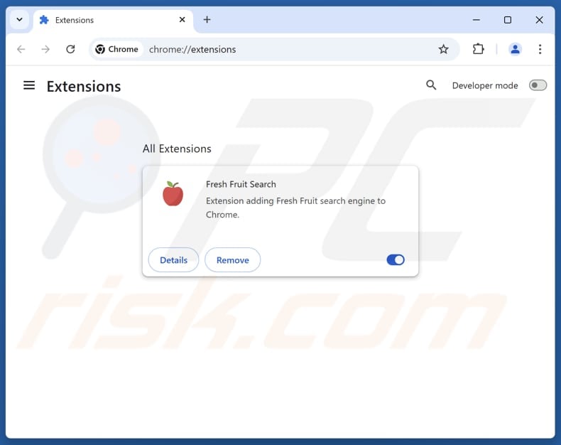 Remoção das extensões do Google Chrome relacionadas com o freshfruittab.com