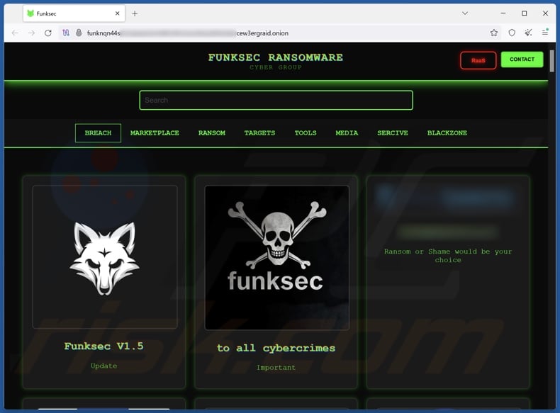 FunkLocker (FunkSec) ransomware sítio Web