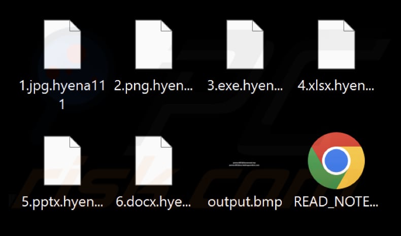 Ficheiros encriptados pelo ransomware Hyena (extensão .hyena111)