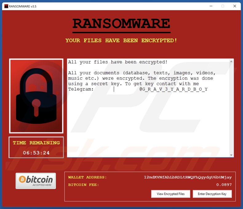 Purgatory ransomware nota de resgate (pop-up)