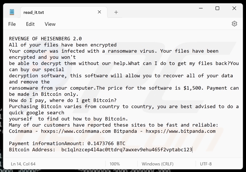Revenge Of Heisenberg ransomware variante de nota de resgate 2 (read_it.txt)