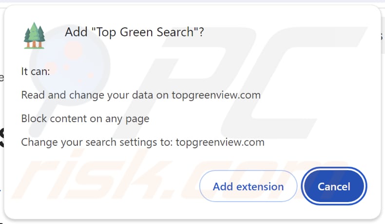 Top Green Search Sequestrador de navegador a pedir permissões