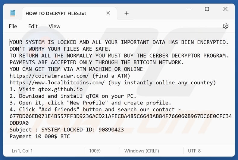 Hunters ransomware ficheiro de texto (HOW TO DECRYPT FILES.txt)