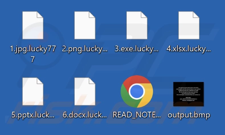 Ficheiros encriptados pelo ransomware Lucky (MedusaLocker) (extensão .lucky777)