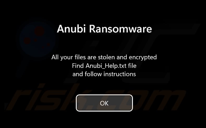 Anubi ransomware ecrã de pré-login