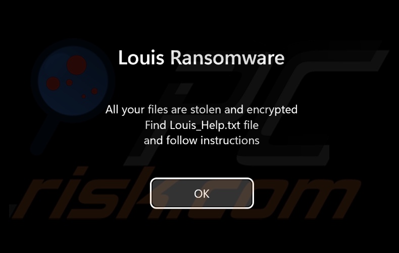 Louis ransomware ecrã de pré-log-in