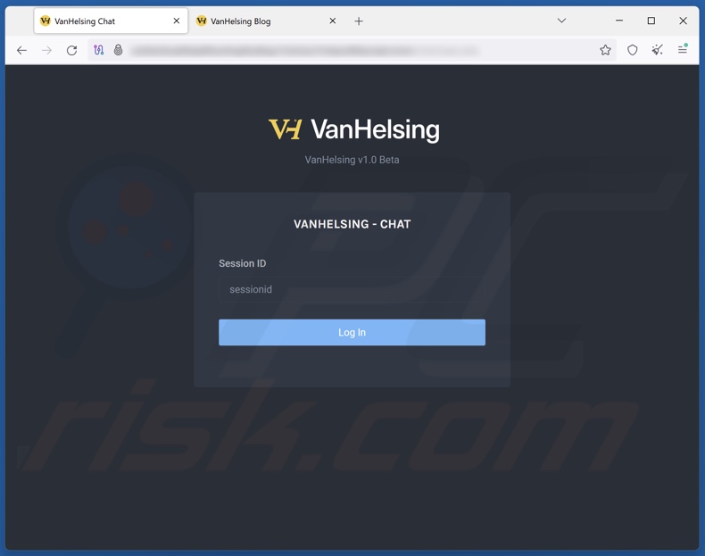 VanHelsing ransomware sítio de conversação