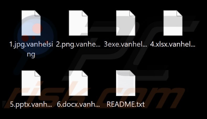 Ficheiros encriptados por VanHelsing ransomware (extensão .vanhelsing)