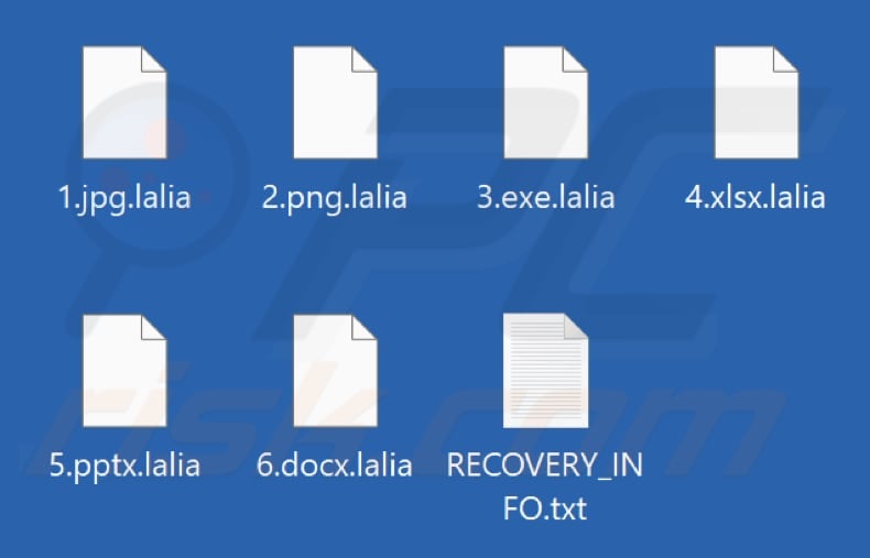 Ficheiros encriptados pelo ransomware Lalia (extensão .lalia)