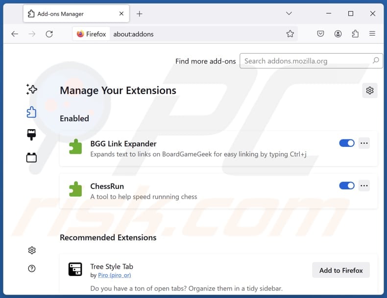 Remover extensões fraudulentas do Mozilla Firefox passo 2