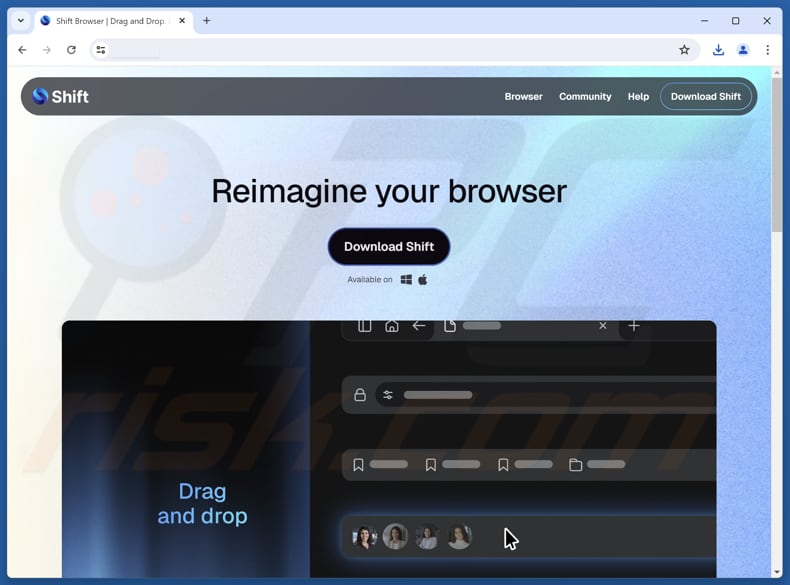 Site utilizado para promover o Shift