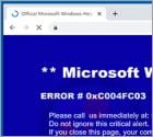 POP-UP da fraude ERROR 0xC004FC03