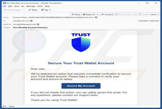 Fraude por Email Secure Your Trust Wallet Account