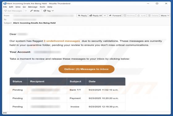System Has Flagged Messages Due To Security Violations Email Fraude