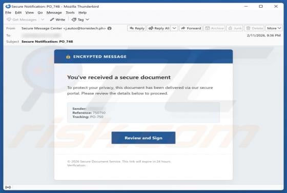 Fraude por e-mail You\'ve Received A Secure Document