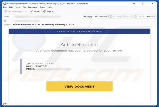 Fraude por e-mail Private Document Has Been Prepared