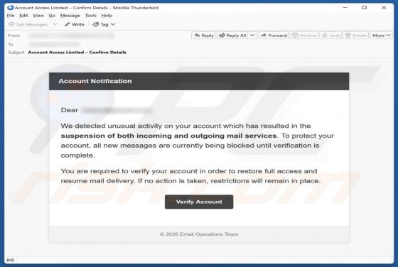 Fraude por e-mail Unusual Activity On Your Account