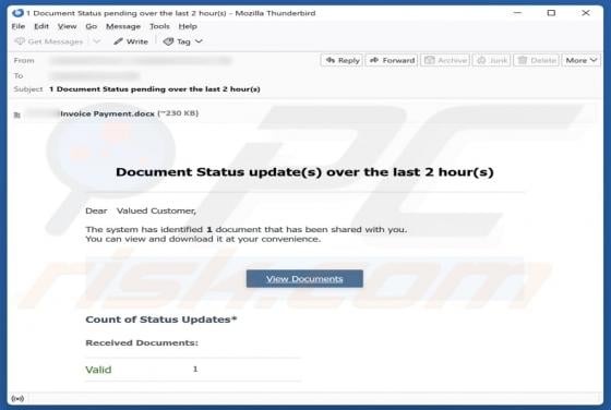 Document Status Update golpe de e-mail