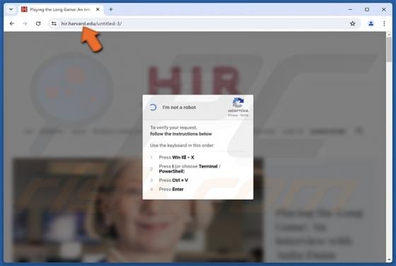 Hir.harvard.edu ClickFix Malware