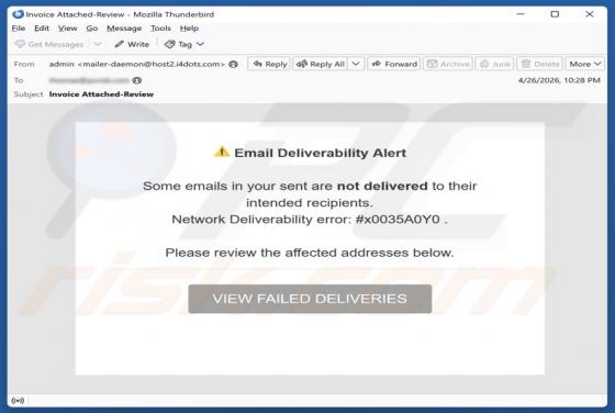 Email Deliverability Alert golpe