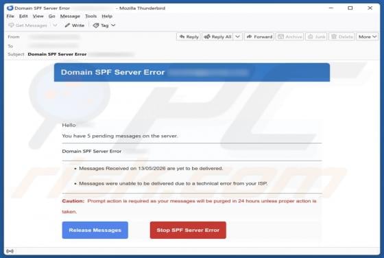 Domain SPF Server Error golpe de e-mail
