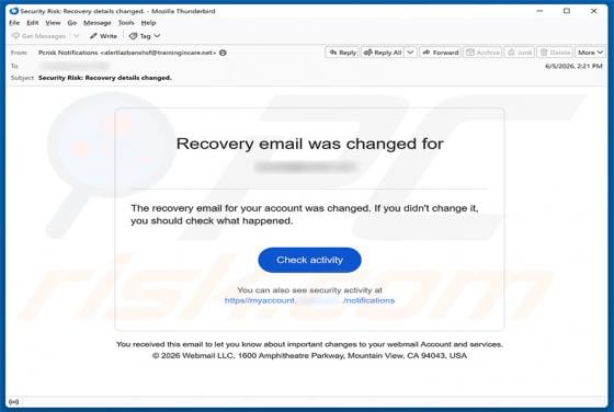 Recovery Email Was Changed golpe
