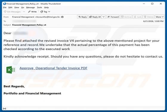 Revised Invoice golpe de e-mail