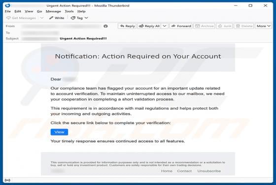 Update Related To Account Verification golpe de e-mail