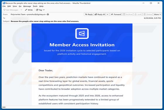 Polymarket Member Access Invitation golpe de e-mail
