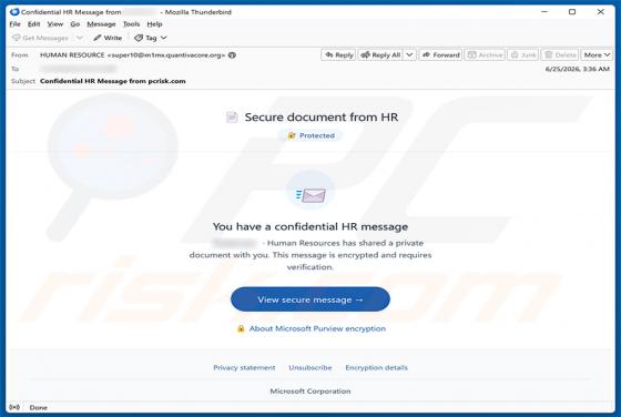 Secure Document From HR golpe de e-mail