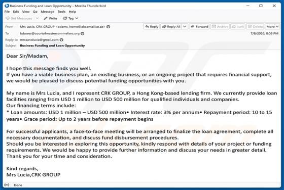 Business Funding Opportunities golpe de e-mail