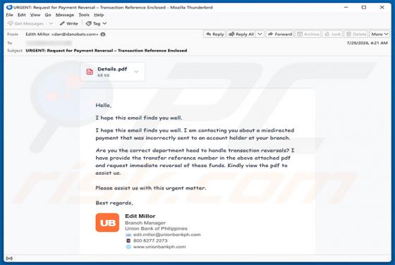 Misdirected Payment golpe de e-mail