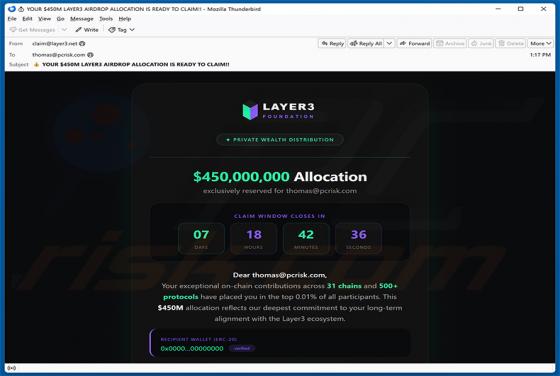 Layer3 Airdrop golpe de e-mail