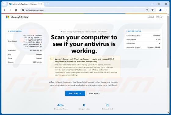 Scan Computer To See If Antivirus Is Working golpe de POP-UP