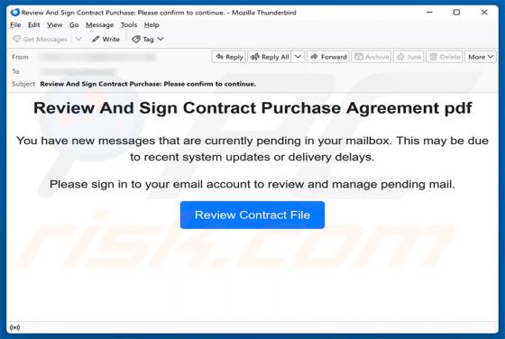 Review And Sign Contract Purchase Agreement golpe de e-mail