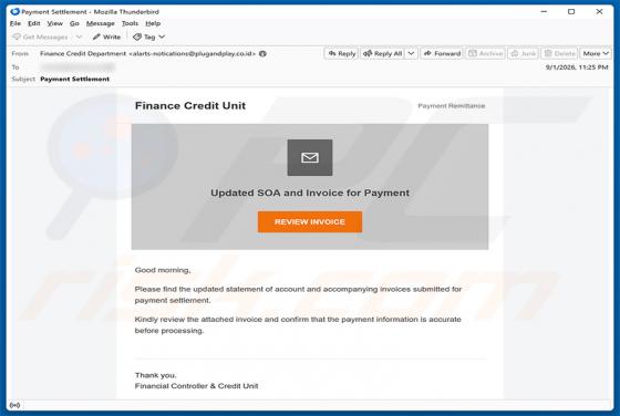 Updated SOA And Invoice For Payment golpe de e-mail